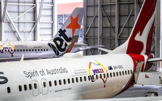 Flying support for the voice as Qantas Group unveils YES aircraft 